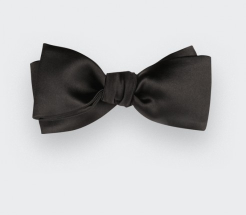 Black Satin Slim Bow Tie - Cinabre Paris