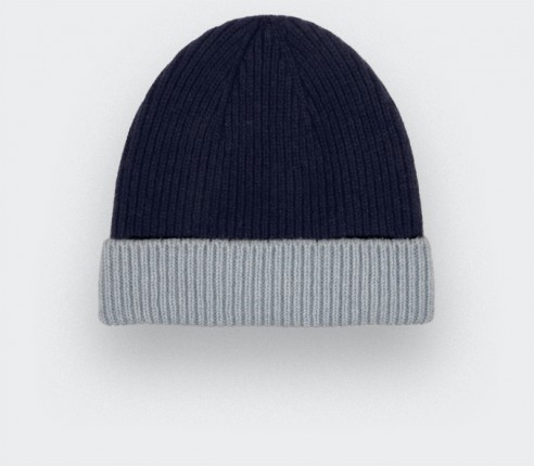 Blue Navy Regenerated Cashmere Beanie - Made in France by Cinabre