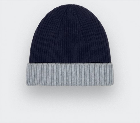 Blue Navy Regenerated Cashmere Beanie - Made in France by Cinabre