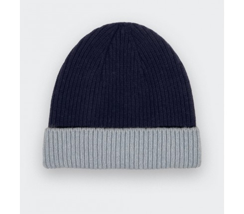 Blue Navy Regenerated Cashmere Beanie - Made in France by Cinabre