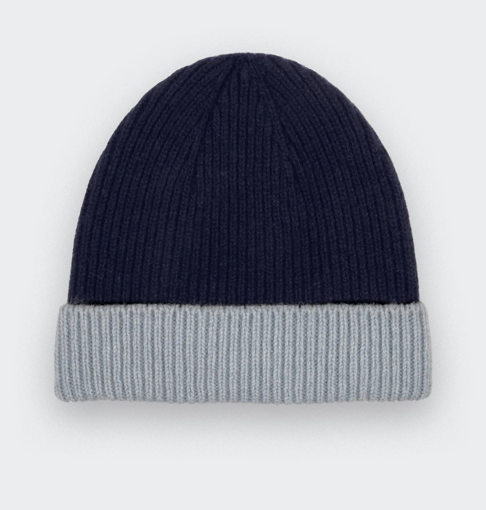 Blue Navy Regenerated Cashmere Beanie - Made in France by Cinabre