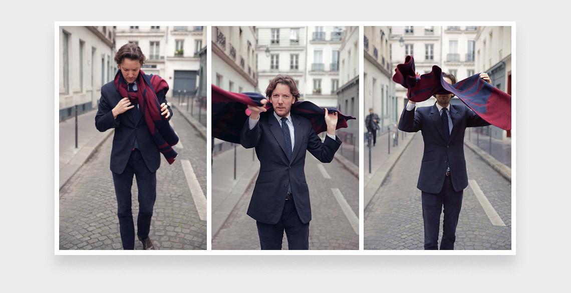 Navy and Burgundy scarf - made in France