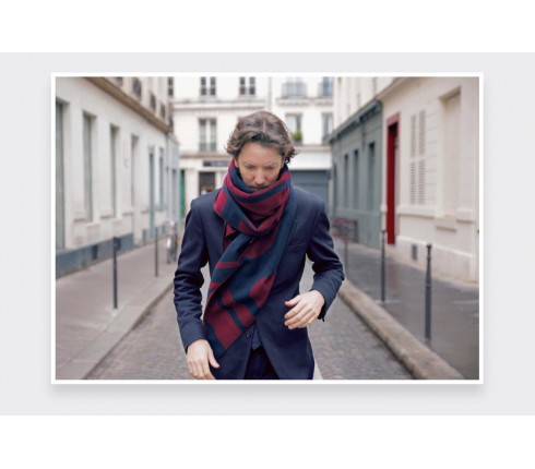 Navy and Burgundy scarf - made in France