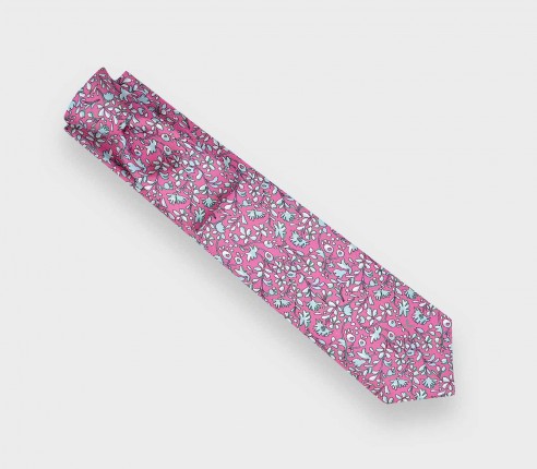 Hot Pink Cinabre Flowery Tie - Cinabre Paris