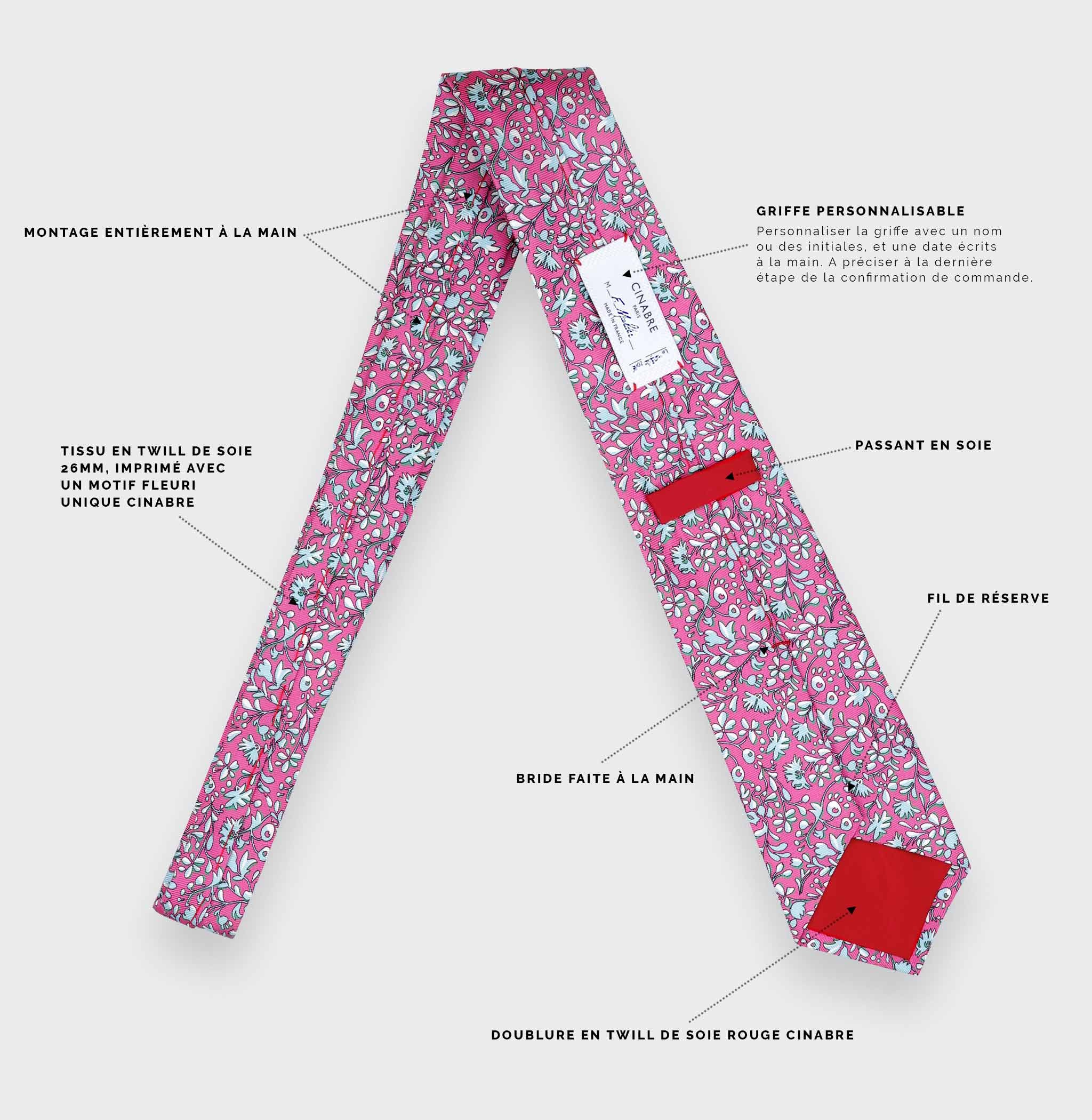 Hot Pink Cinabre Flowery Tie - Cinabre Paris