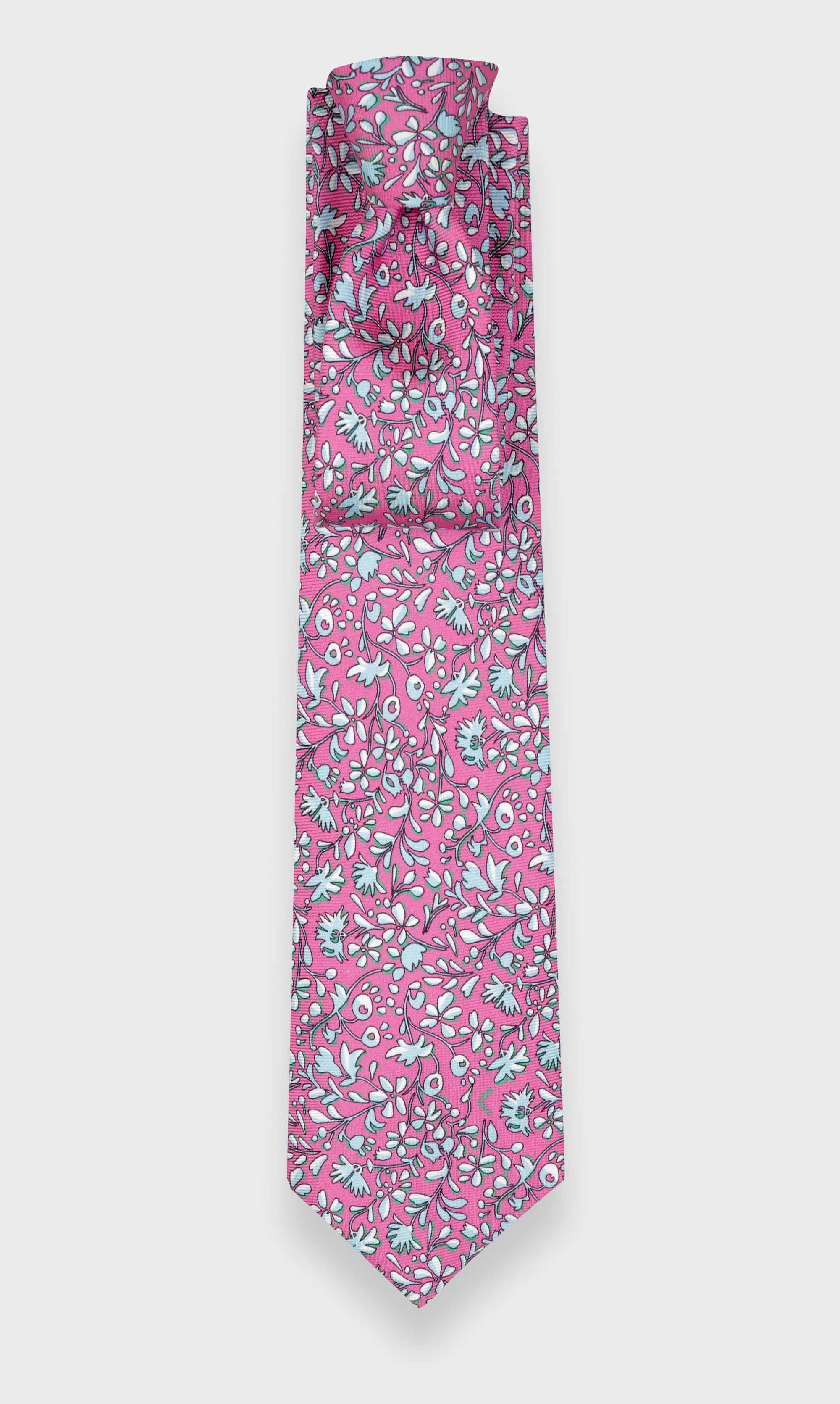 Hot Pink Cinabre Flowery Tie - Cinabre Paris