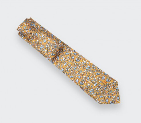 Mustard Cinabre Flowery Tie - Cinabre Paris