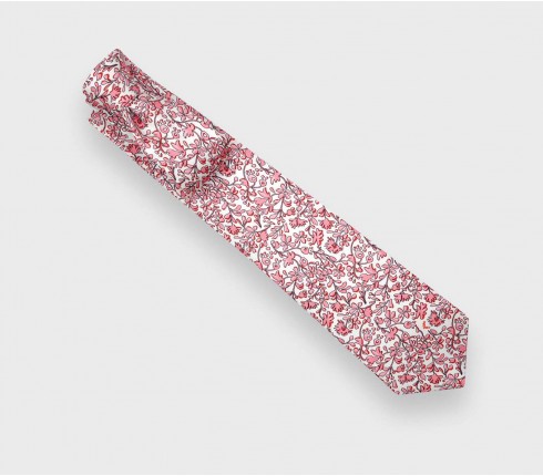 White Pink Cinabre Flowery Tie - Cinabre Paris