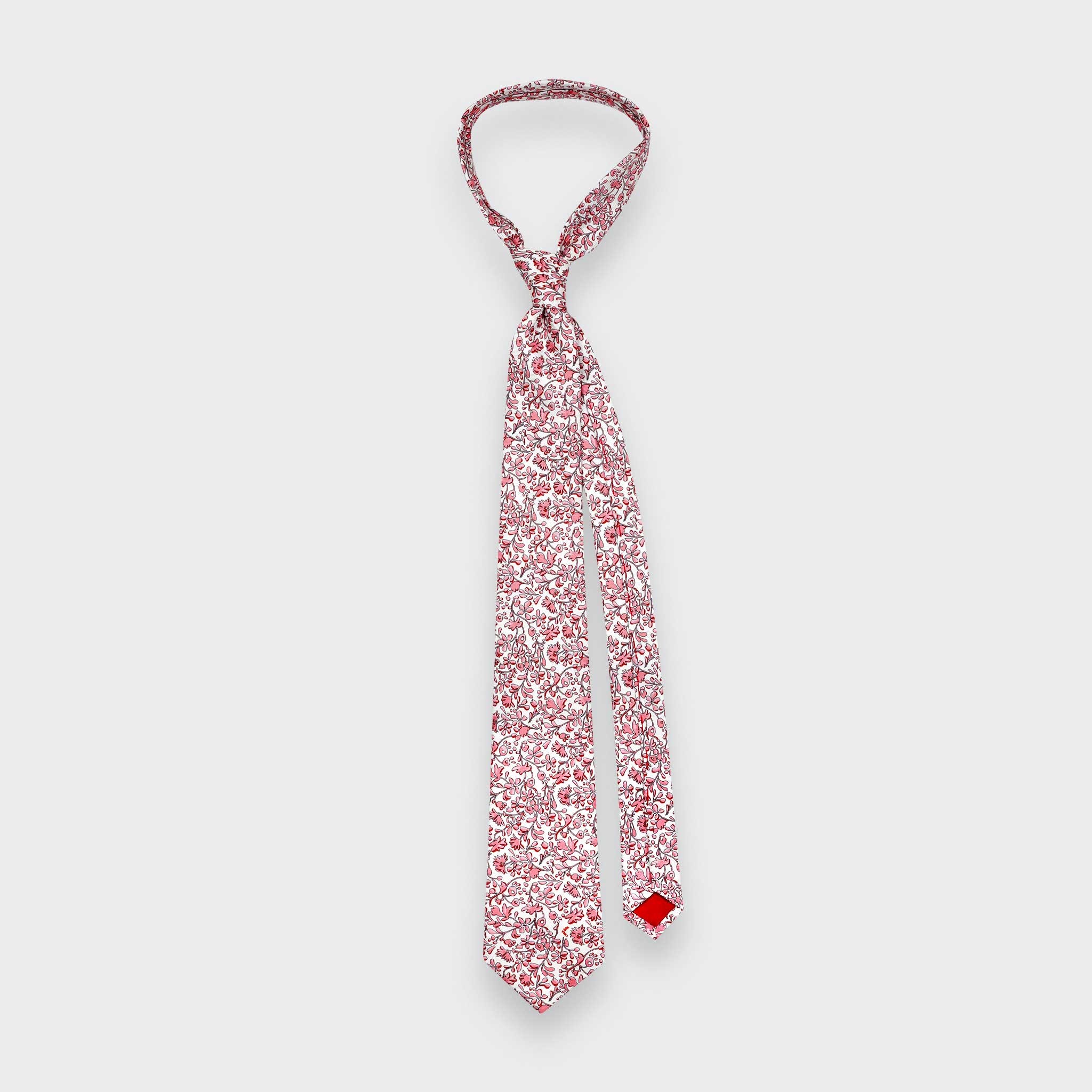 White Pink Cinabre Flowery Tie - Cinabre Paris