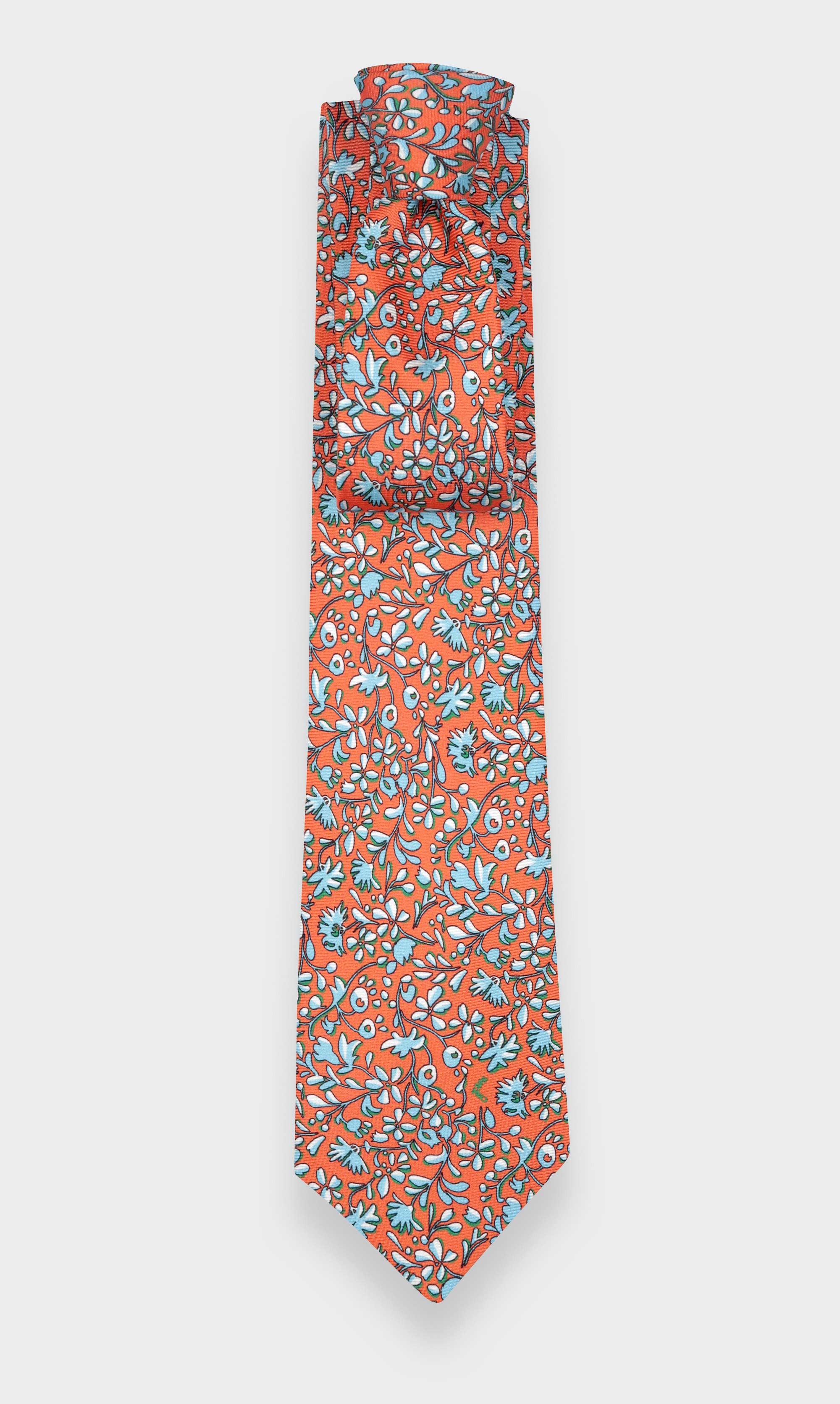 Orange Cinabre Flowery Tie - Cinabre Paris