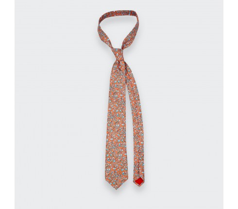 Orange Cinabre Flowery Tie - Cinabre Paris