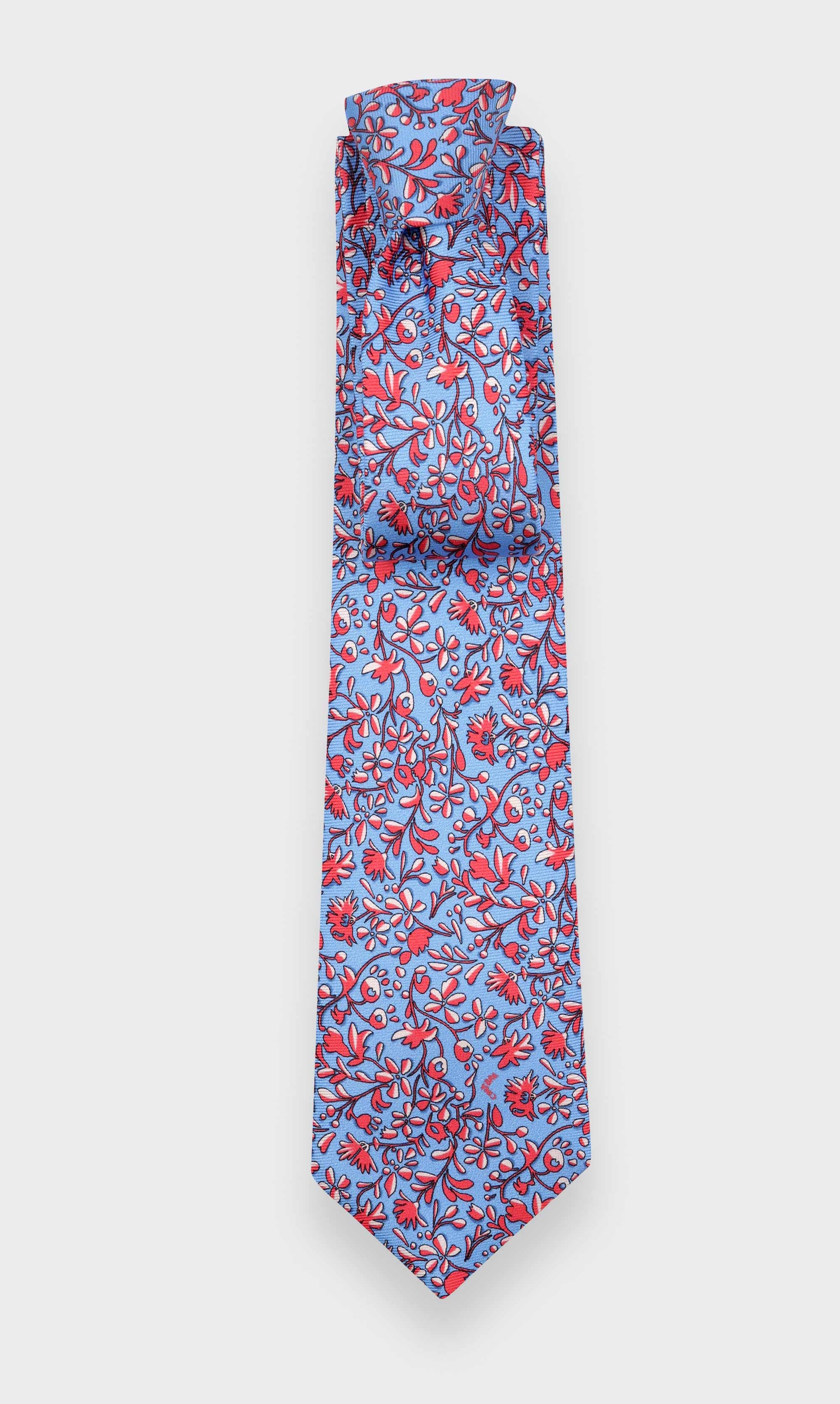 Sky Blue Cinabre Flowery Tie - Cinabre Paris