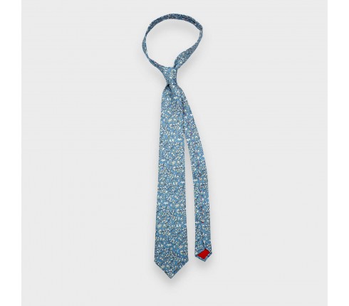 Blue grey Cinabre Flowery Tie - Cinabre Paris