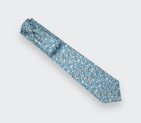 Blue grey Cinabre Flowery Tie - Cinabre Paris