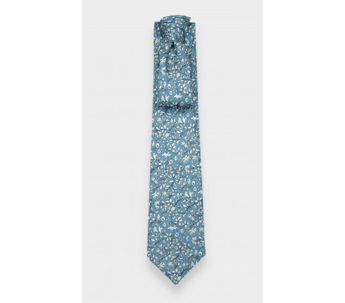 Blue grey Cinabre Flowery Tie - Cinabre Paris