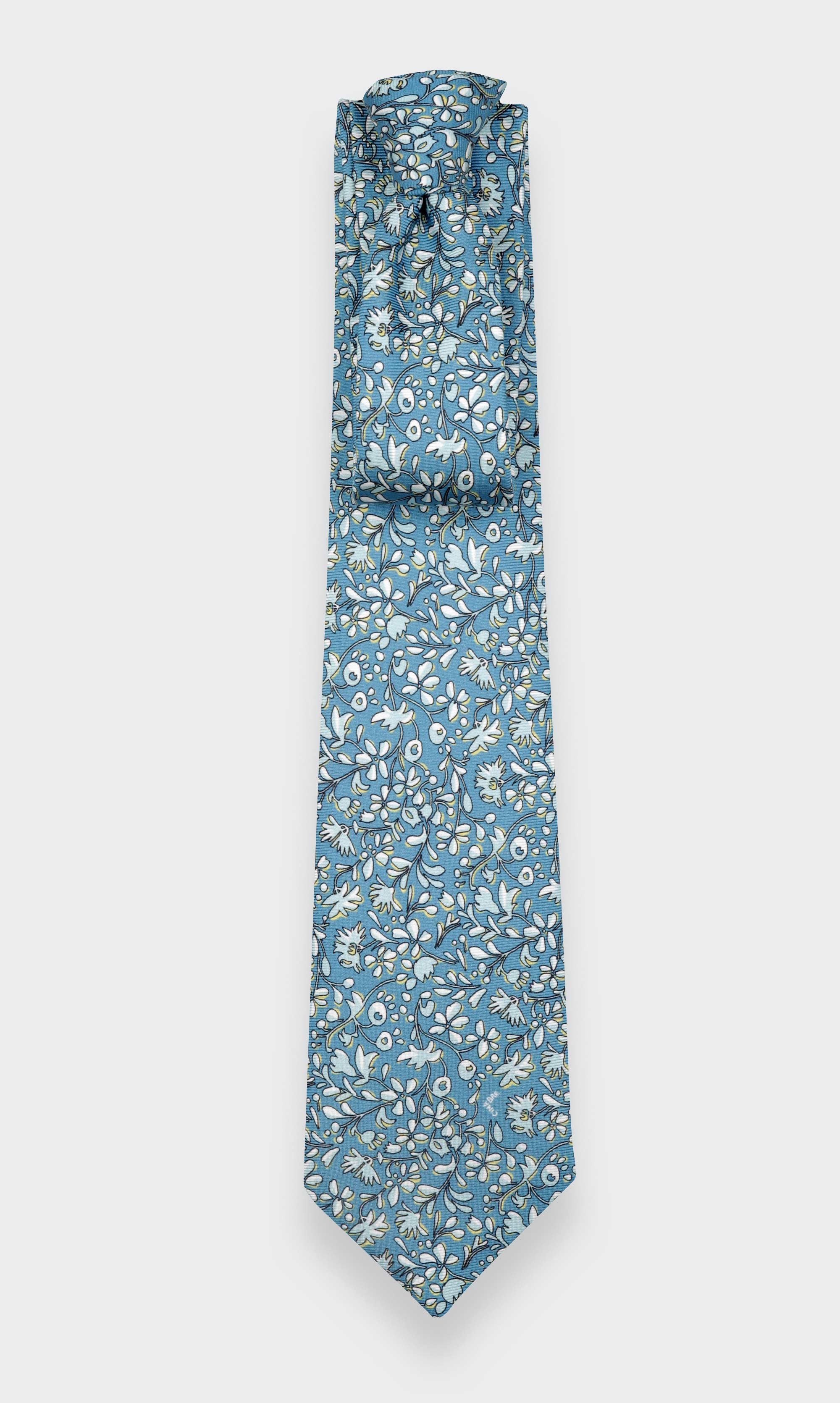 Blue grey Cinabre Flowery Tie - Cinabre Paris