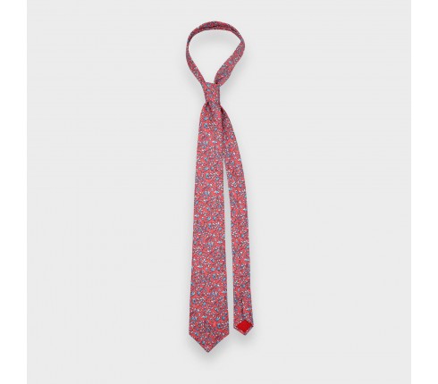 Red Coral Cinabre Flowery Tie - Cinabre Paris