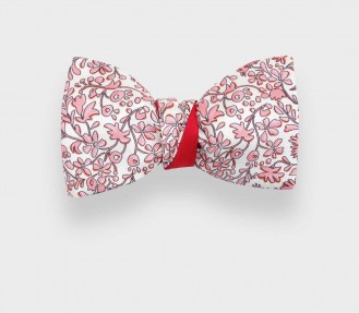 White Pink Cinabre Flowery Bow Tie - Cinabre Paris