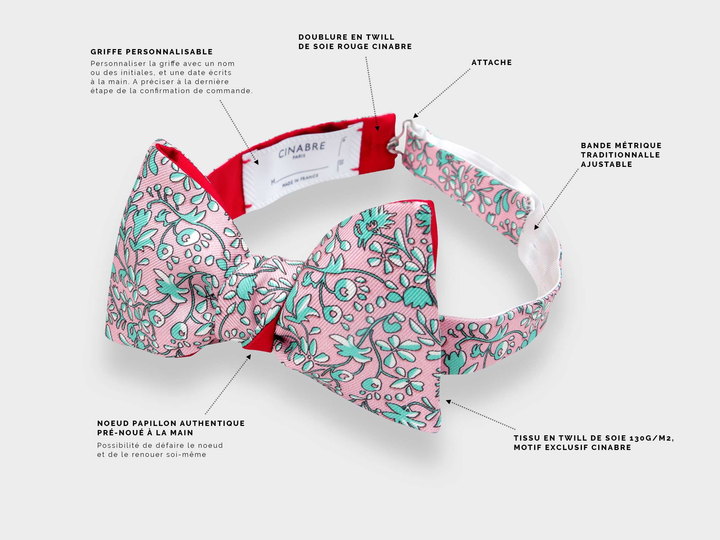 Light Pink Cinabre Flowery Bow Tie - Cinabre Paris