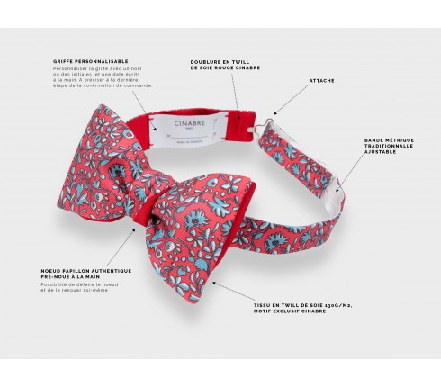 Red Coral Cinabre Flowery Bow Tie - Cinabre Paris