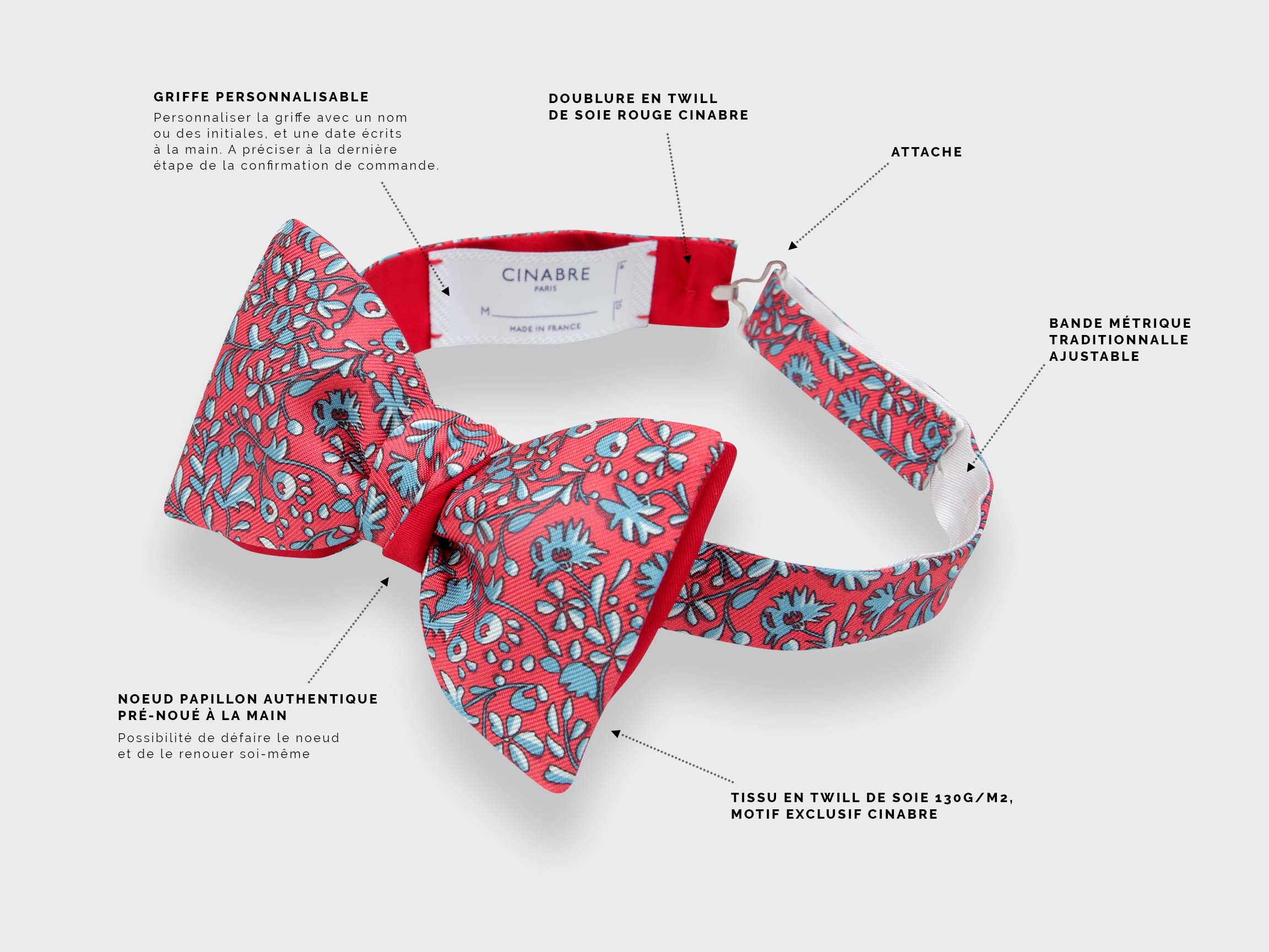 Red Coral Cinabre Flowery Bow Tie - Cinabre Paris