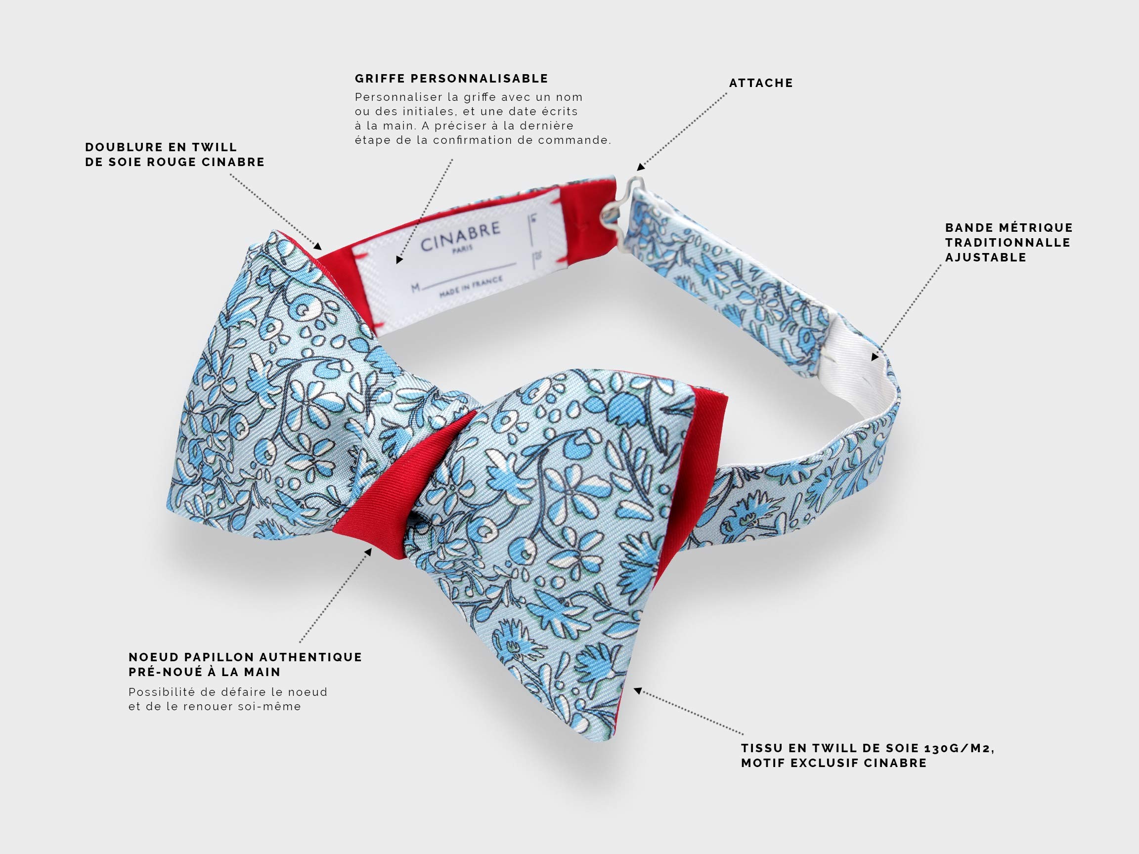 Baby Blue Cinabre Flowery Bow Tie - Cinabre Paris