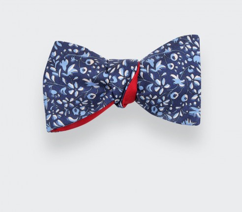 Navy Blue Cinabre Flowery Bow Tie - Cinabre Paris