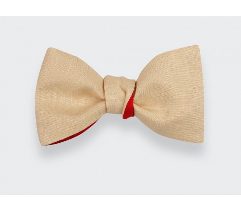 Beige Linen Bow Tie - CINABRE Paris