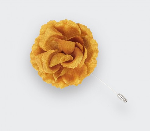 Gold Silk Rose Flower Lapel Pin - Cinabre Paris