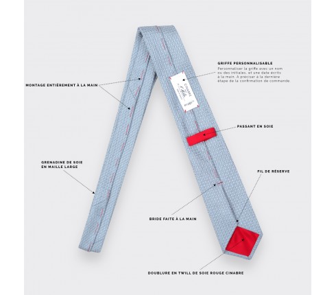 Cravate Grenadine de Soie Bleu Ciel - Cinabre Paris