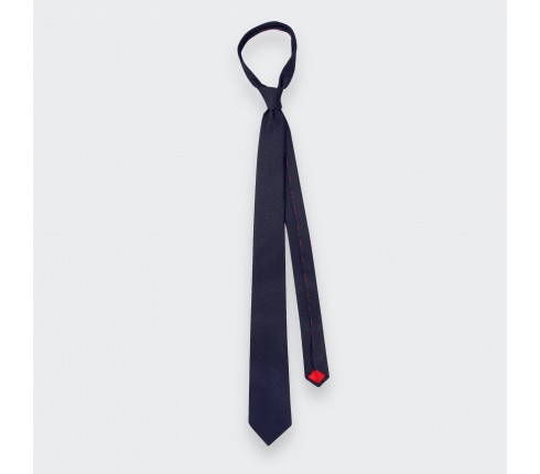 Navy Blue Silk Grenadine Tie - Cinabre Paris