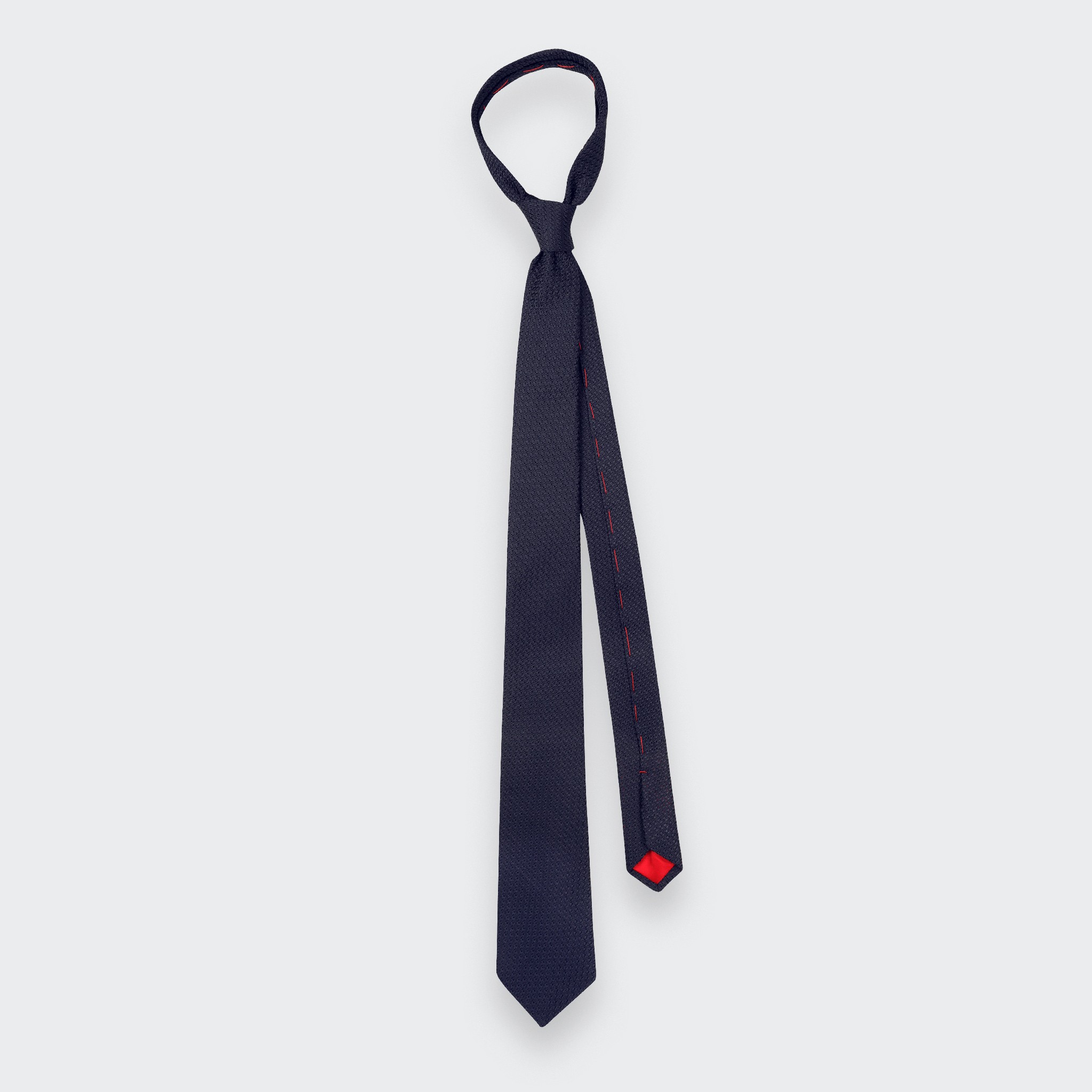 Navy Blue Silk Grenadine Tie - Cinabre Paris