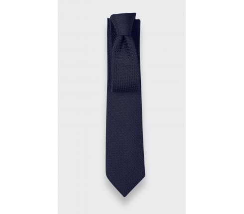 Navy Blue Silk Grenadine Tie - Cinabre Paris