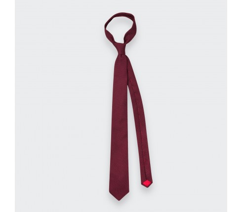 Burgundy Silk Grenadine Tie - Cinabre Paris