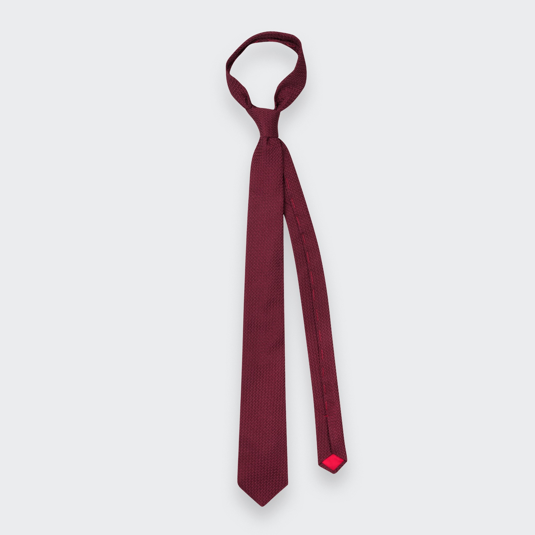 Burgundy Silk Grenadine Tie - Cinabre Paris