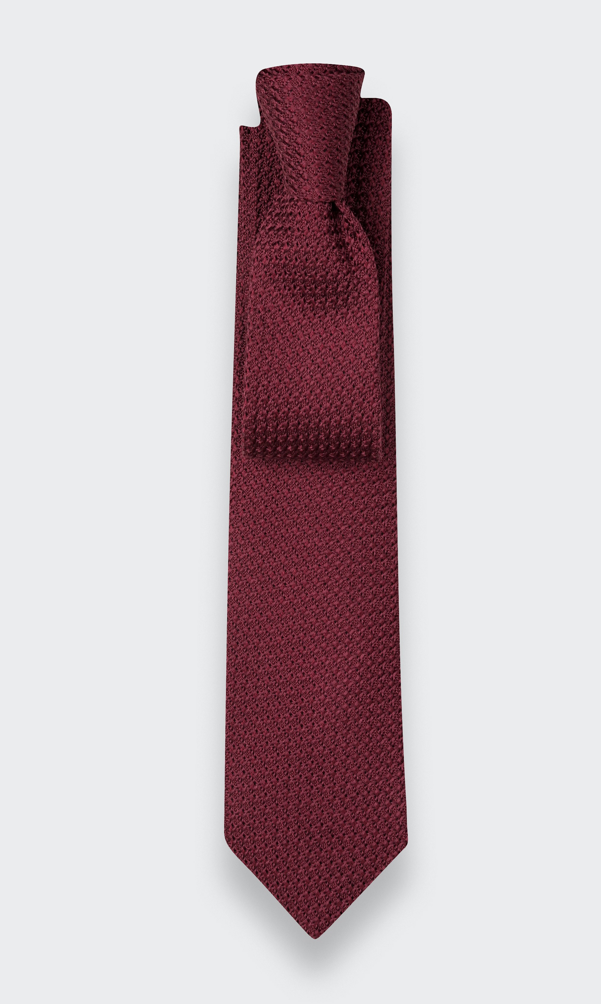 Burgundy Silk Grenadine Tie - Cinabre Paris