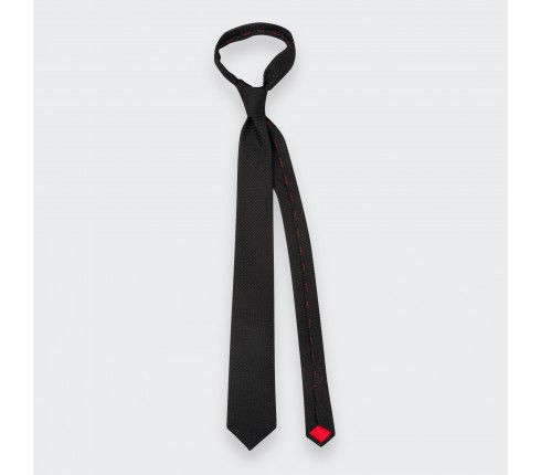 Black Silk Grenadine Tie - Cinabre Paris