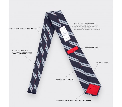 Navy and Blue Club Tie - Cinabre Paris