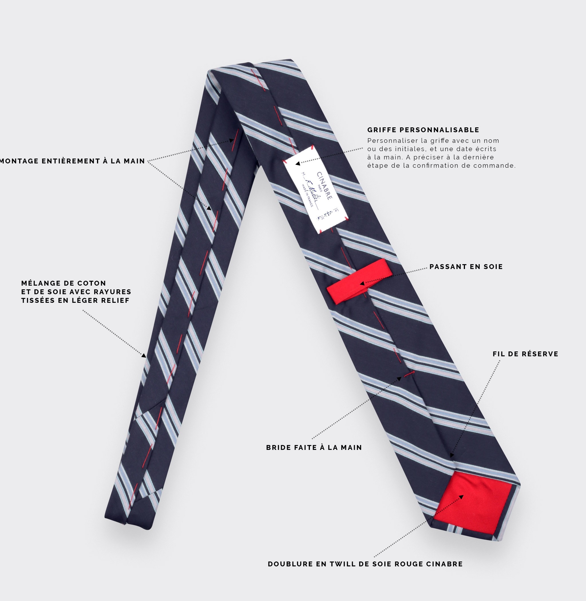 Navy and Blue Club Tie - Cinabre Paris