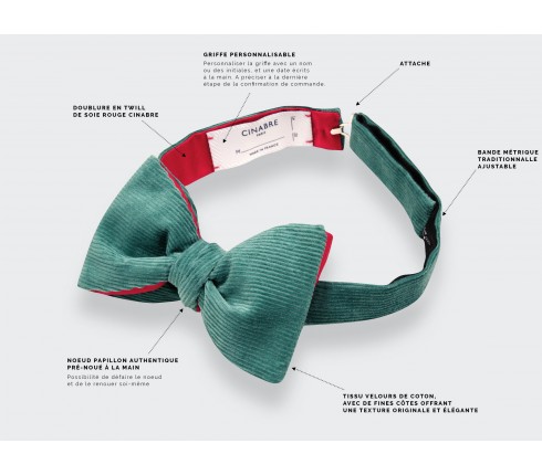 Sea Green Velvet Bow Tie - Cinabre Paris