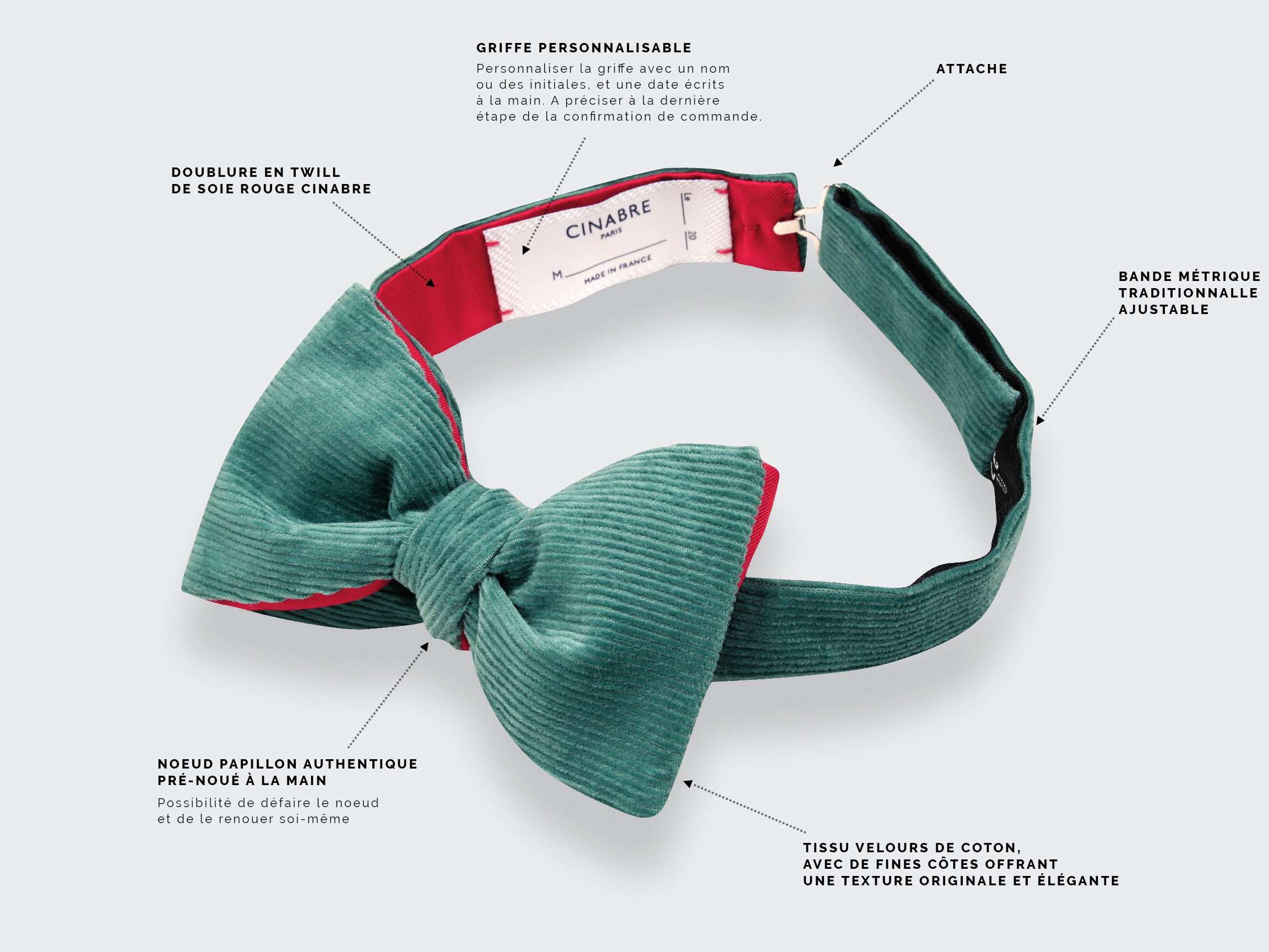 Sea Green Velvet Bow Tie - Cinabre Paris