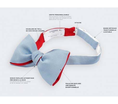 Light Blue Faille Bow Tie - Handmade in France by Cinabre Paris