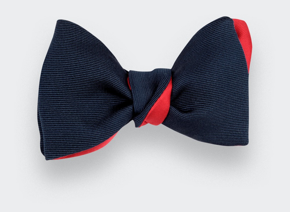 Blue Faille Bow Tie - handmade by Cinabre Paris