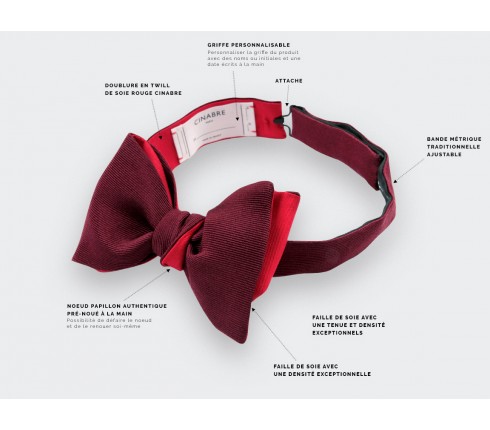 Burgundy Faille Bow Tie - handmade by Cinabre Paris