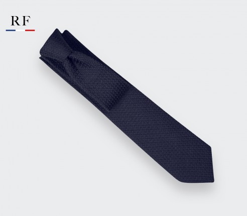 Navy Blue Silk Grenadine Tie - Cinabre Paris