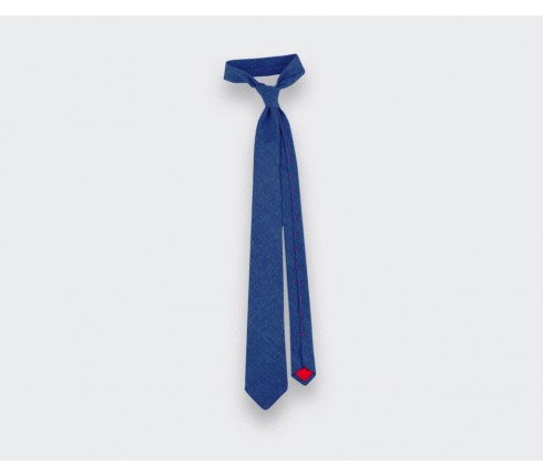 Navy Blue linen tie - Handmade in France - Cinabre Paris