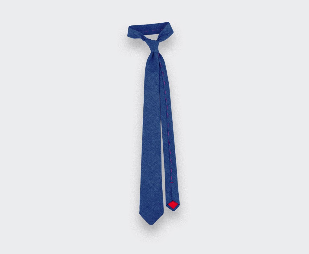 Navy Blue linen tie - Handmade in France - Cinabre Paris