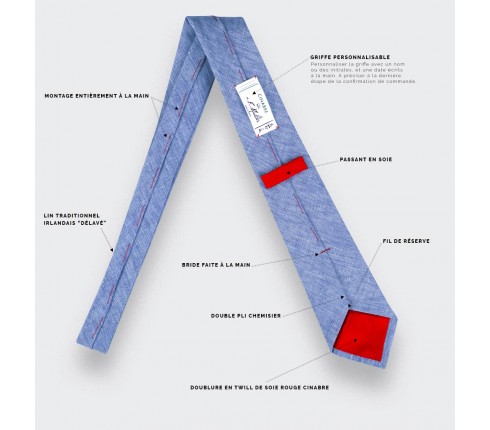 Cravate Lin Bleu Délavé - Cinabre Paris