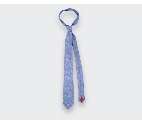 Washed Blue Linen Tie - Cinabre Paris