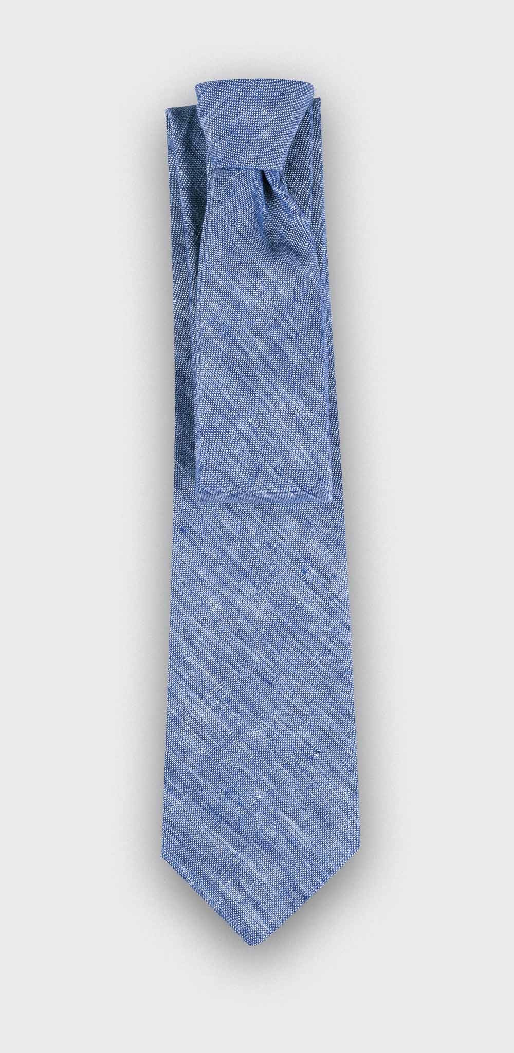 Washed Blue Linen Tie - Cinabre Paris